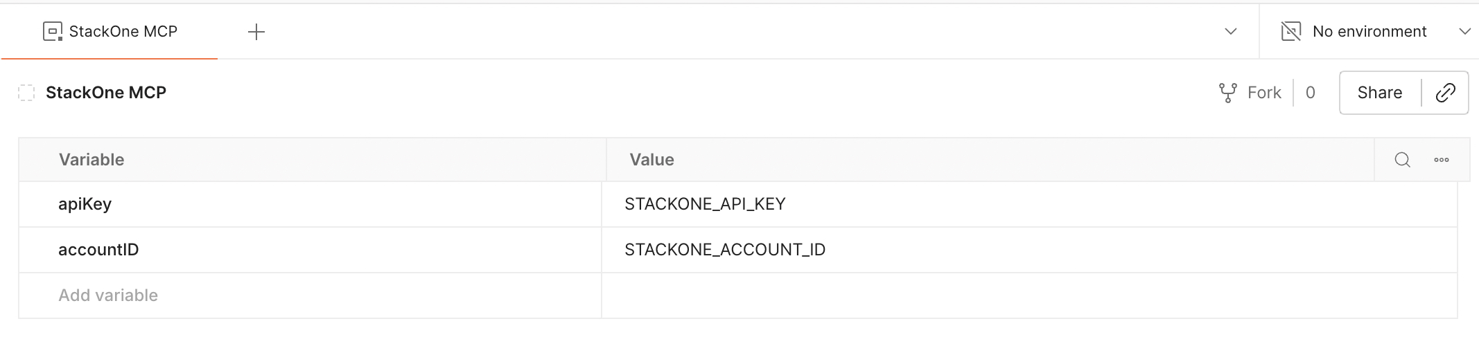 Example Postman environment