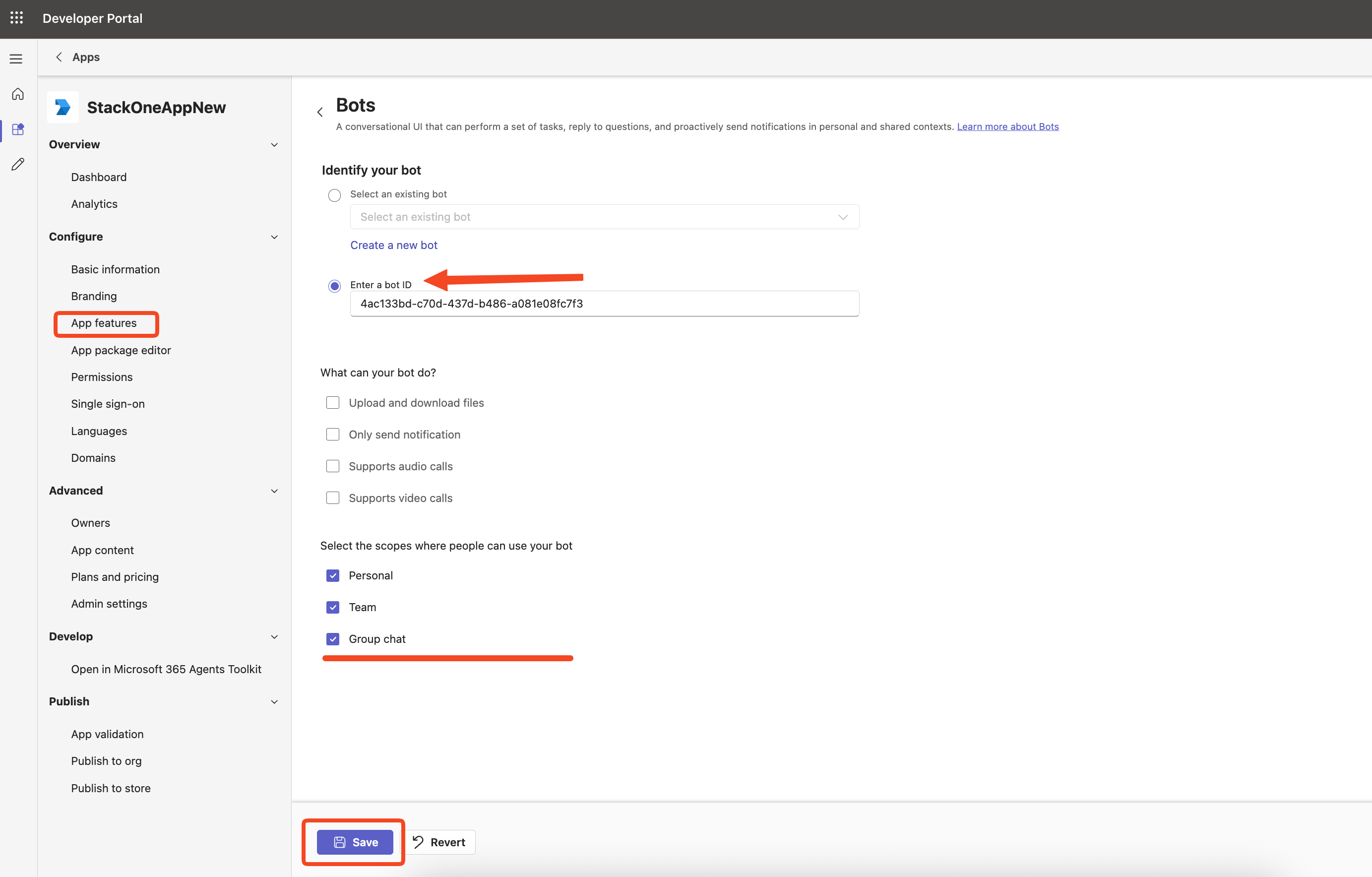 Configure App Feature Bot