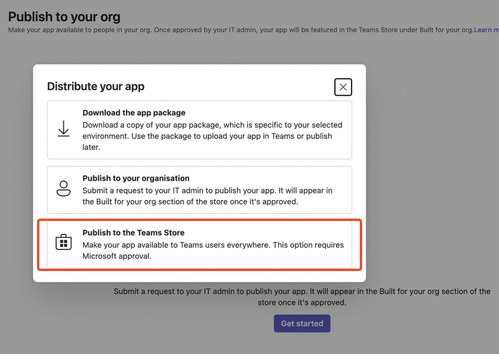 Publish to Teams Store
