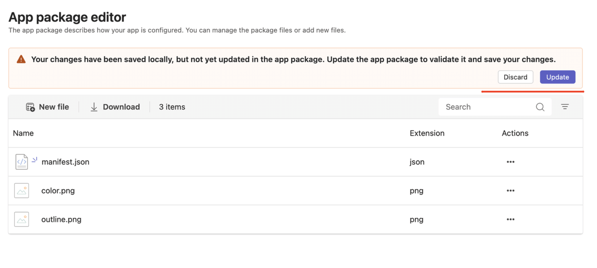 Update Manifest Button
