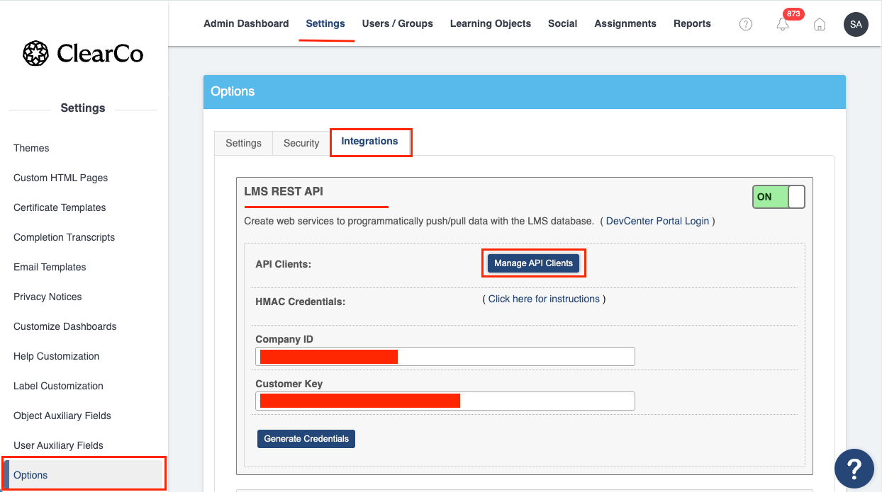 Brainier LMS API Client Management