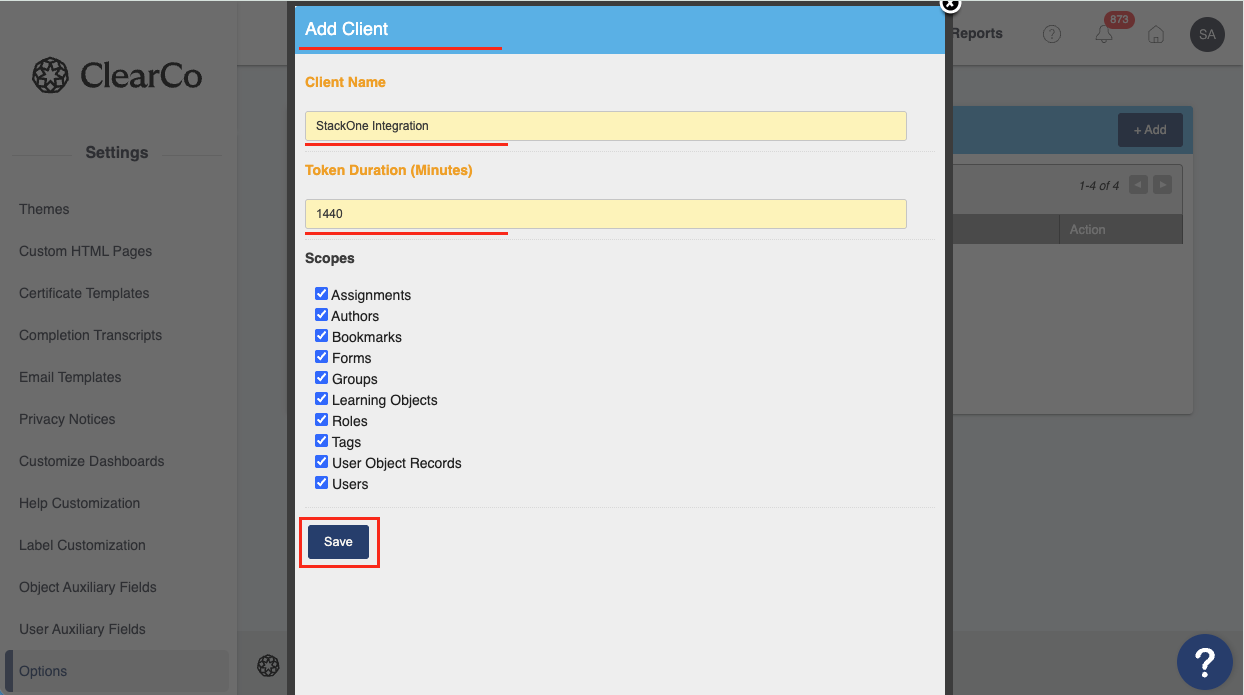 Brainier LMS API Scopes