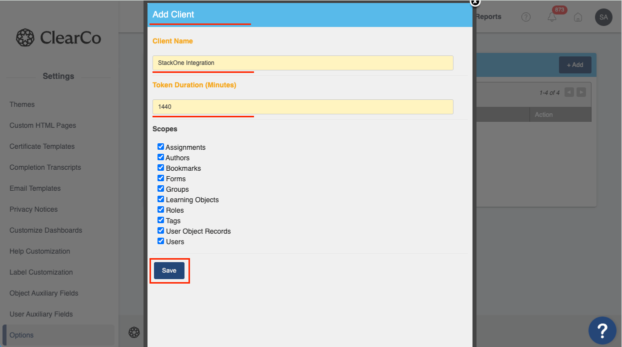 Brainier LMS API Scopes