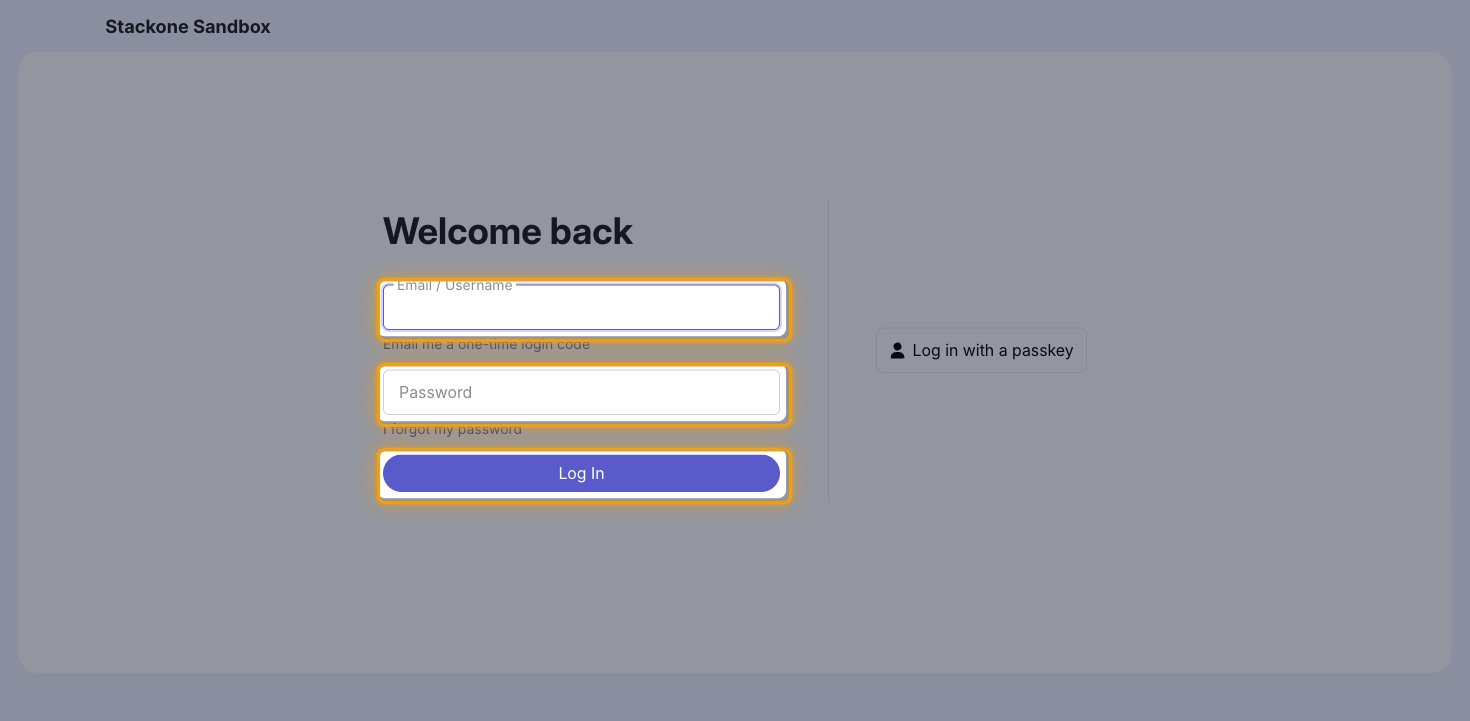 The Discourse login page with the Email / Username field, Password field, and Log In button highlighted