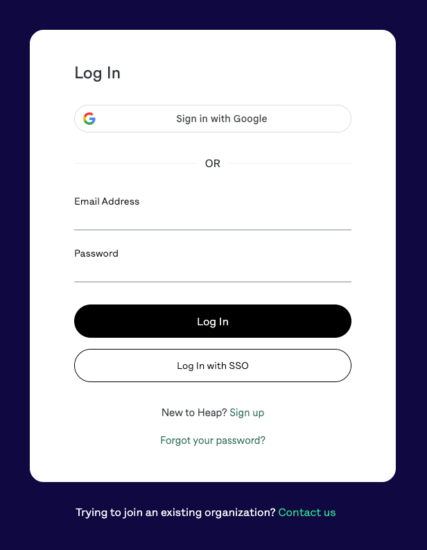 Sign in to Heap