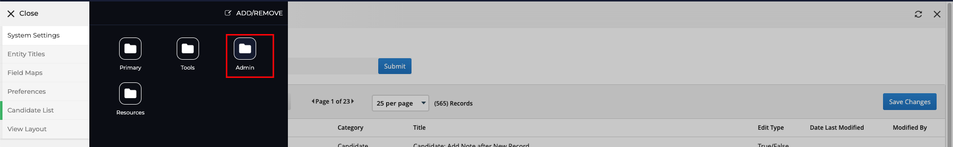 Admin Button