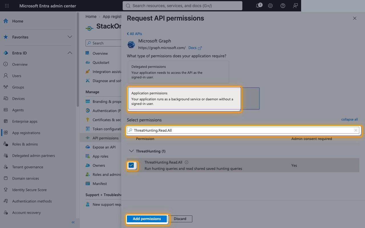 Application permission search with a selected permission and the Add permissions button highlighted