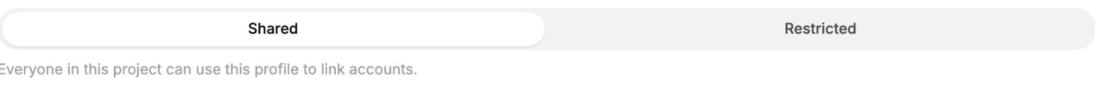 The Shared and Restricted selector on a connector profile's Access tab