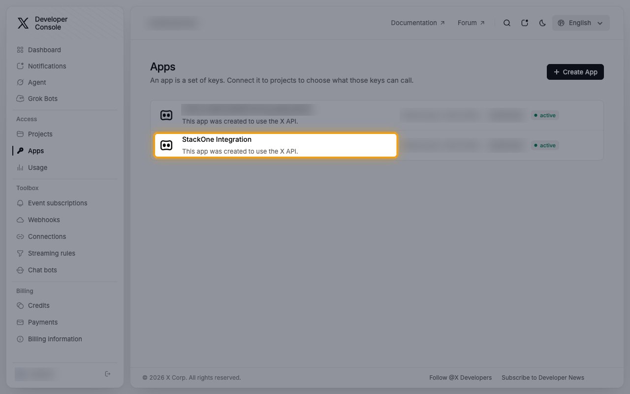 The Apps page with an app highlighted in the list