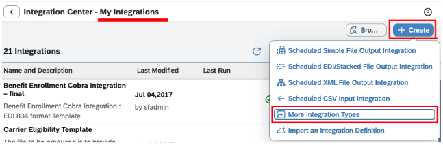 Select More Integration Types