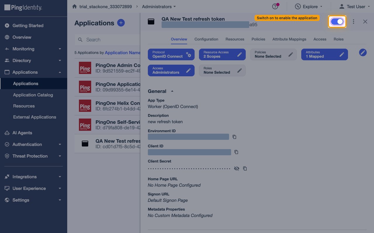 The application panel header with the enablement toggle switched on next to the application name.