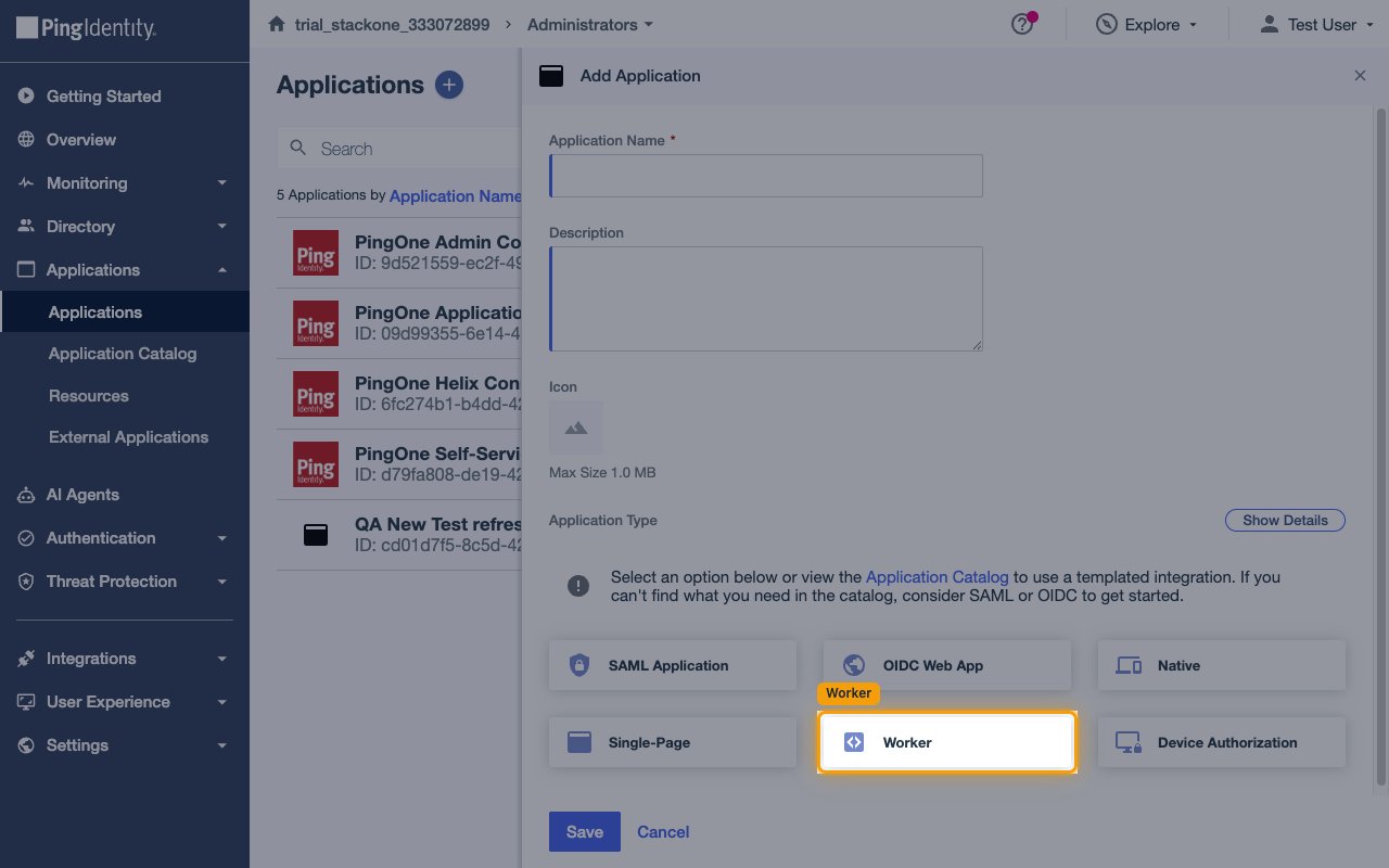 The Add Application panel showing the Application Type tiles with the Worker tile highlighted.