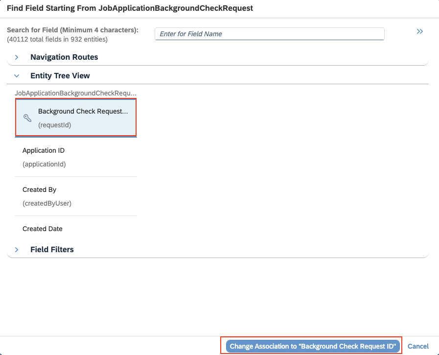 Click on the change association