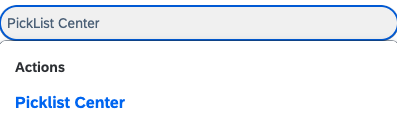 Navigate to PickList Center