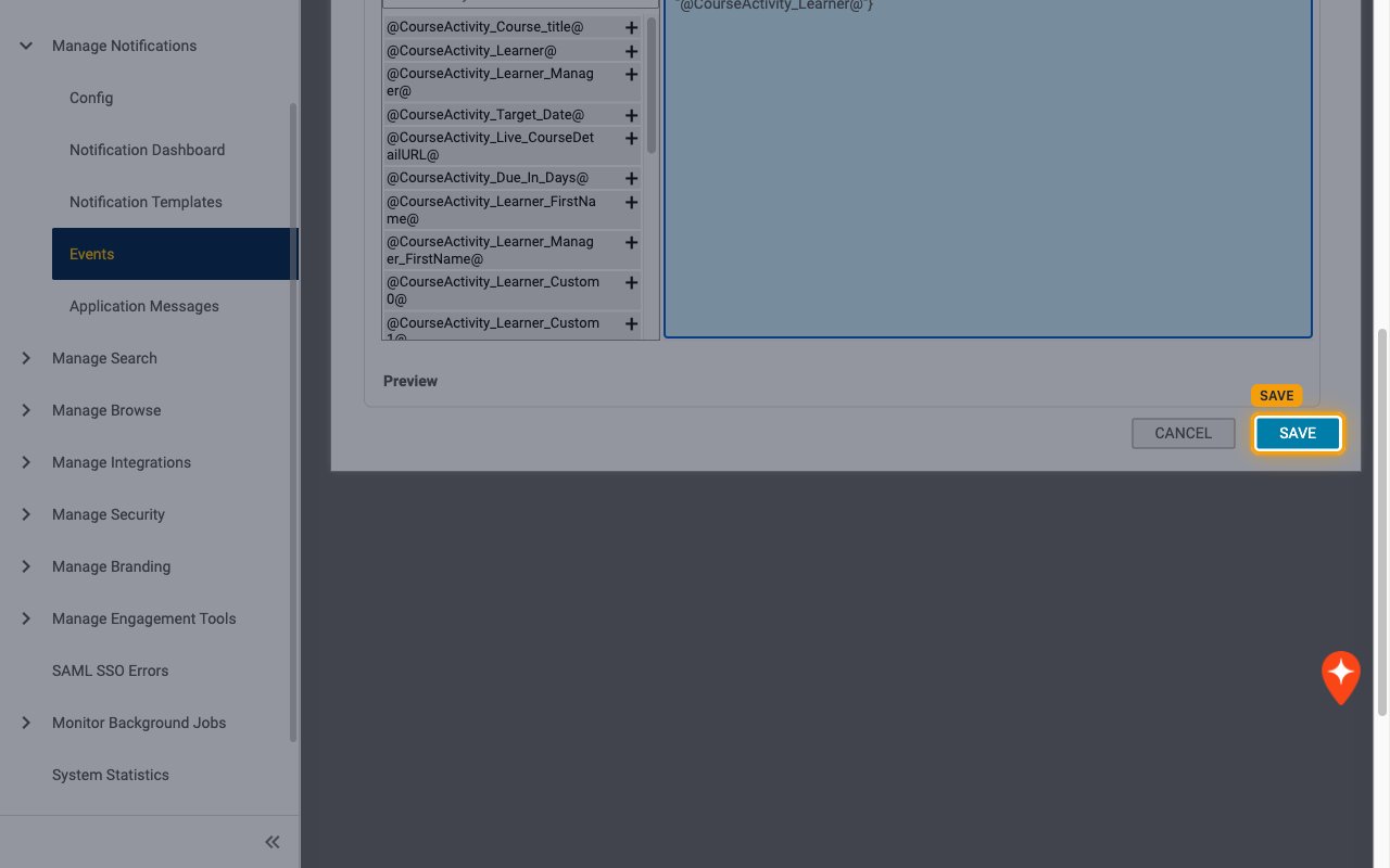 Event Action Details dialog with the SAVE button highlighted