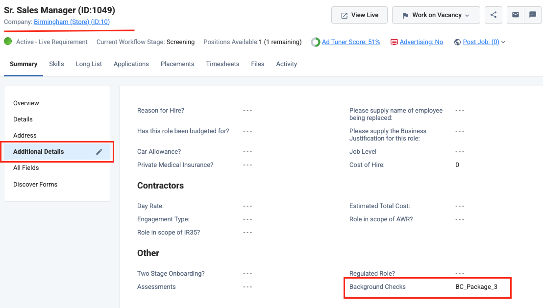 Eploy selected background check package