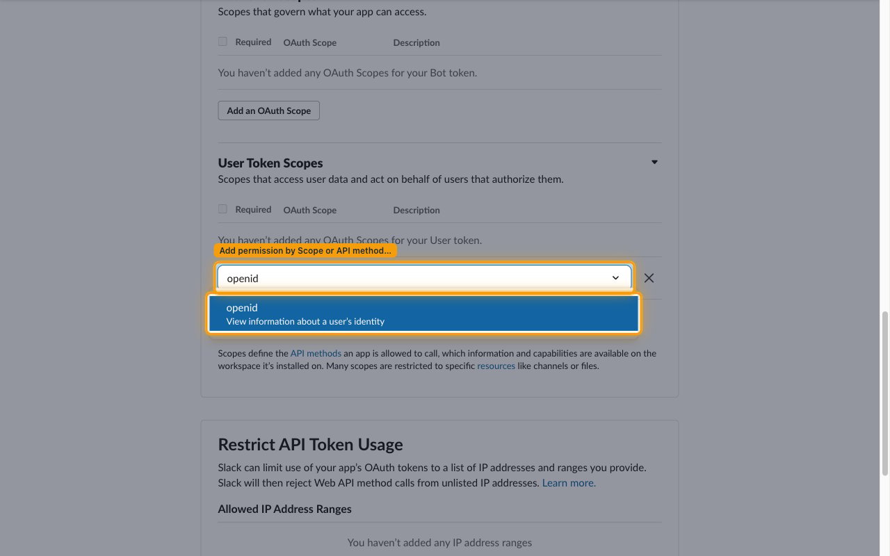 The User Token Scopes section with the scope picker open and the openid scope matched