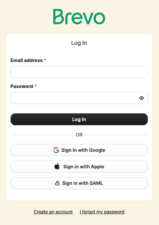 Brevo login page