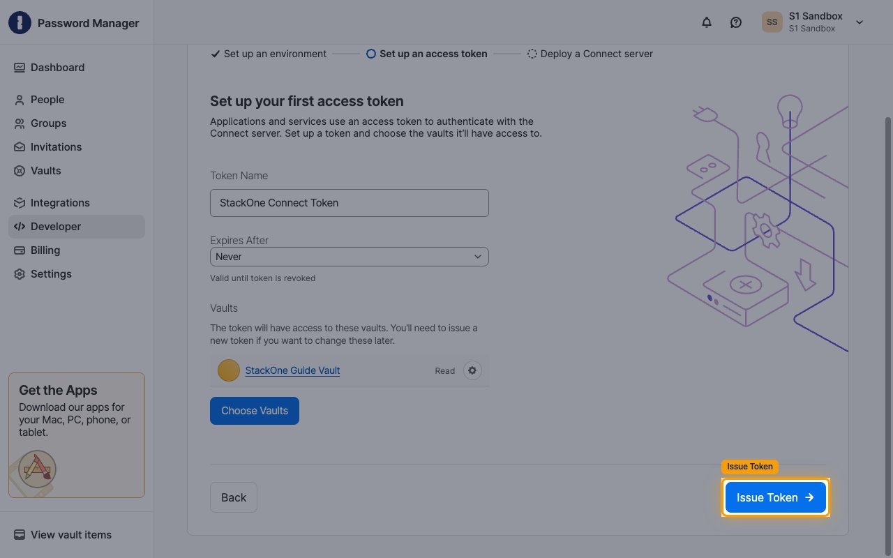 Set up your first access token screen with the Issue Token button highlighted