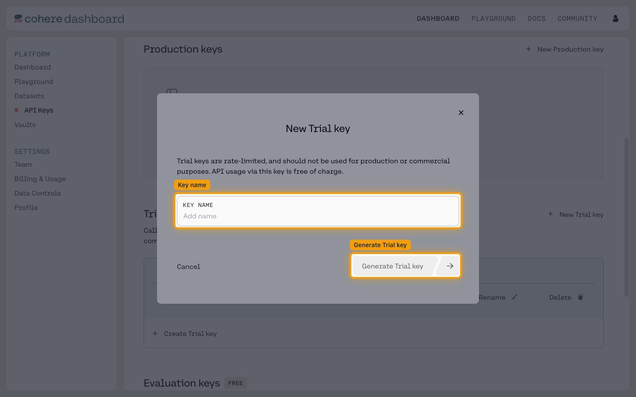 New Trial key dialog with the Key name field and Generate Trial key button highlighted