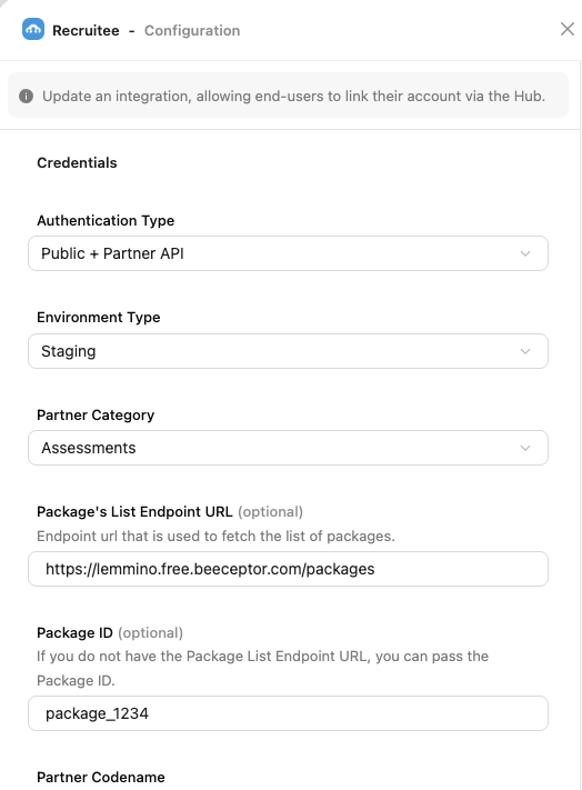 Recruitee Configuration Form