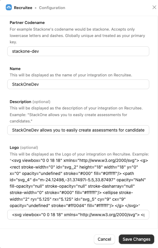 Recruitee Configuration Form