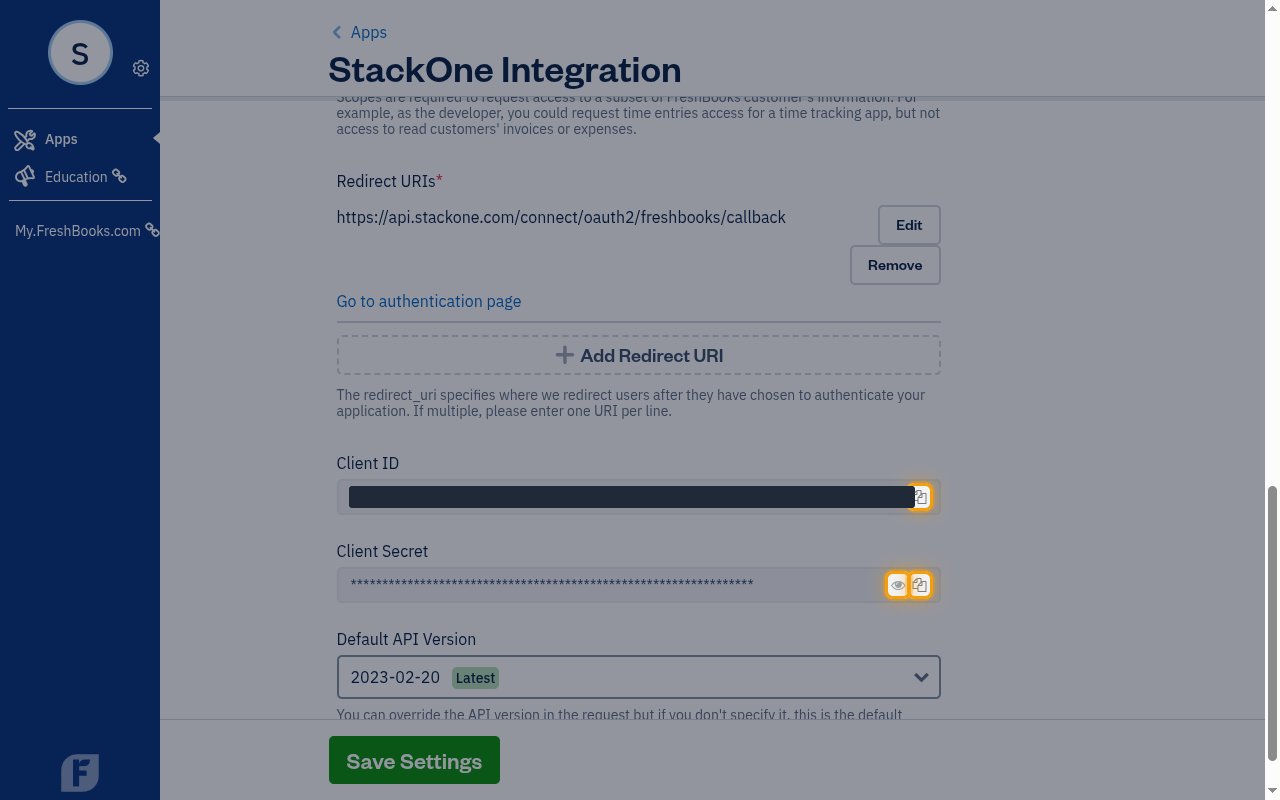 The application page showing the Client ID and Client Secret rows with their reveal and copy buttons highlighted