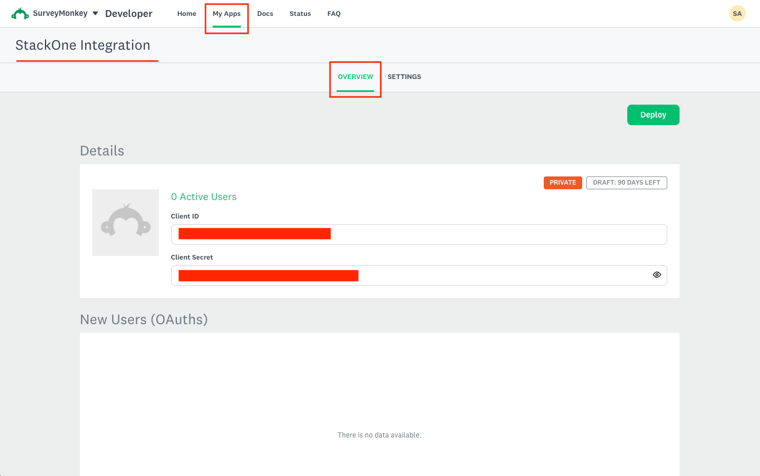 App Overview tab