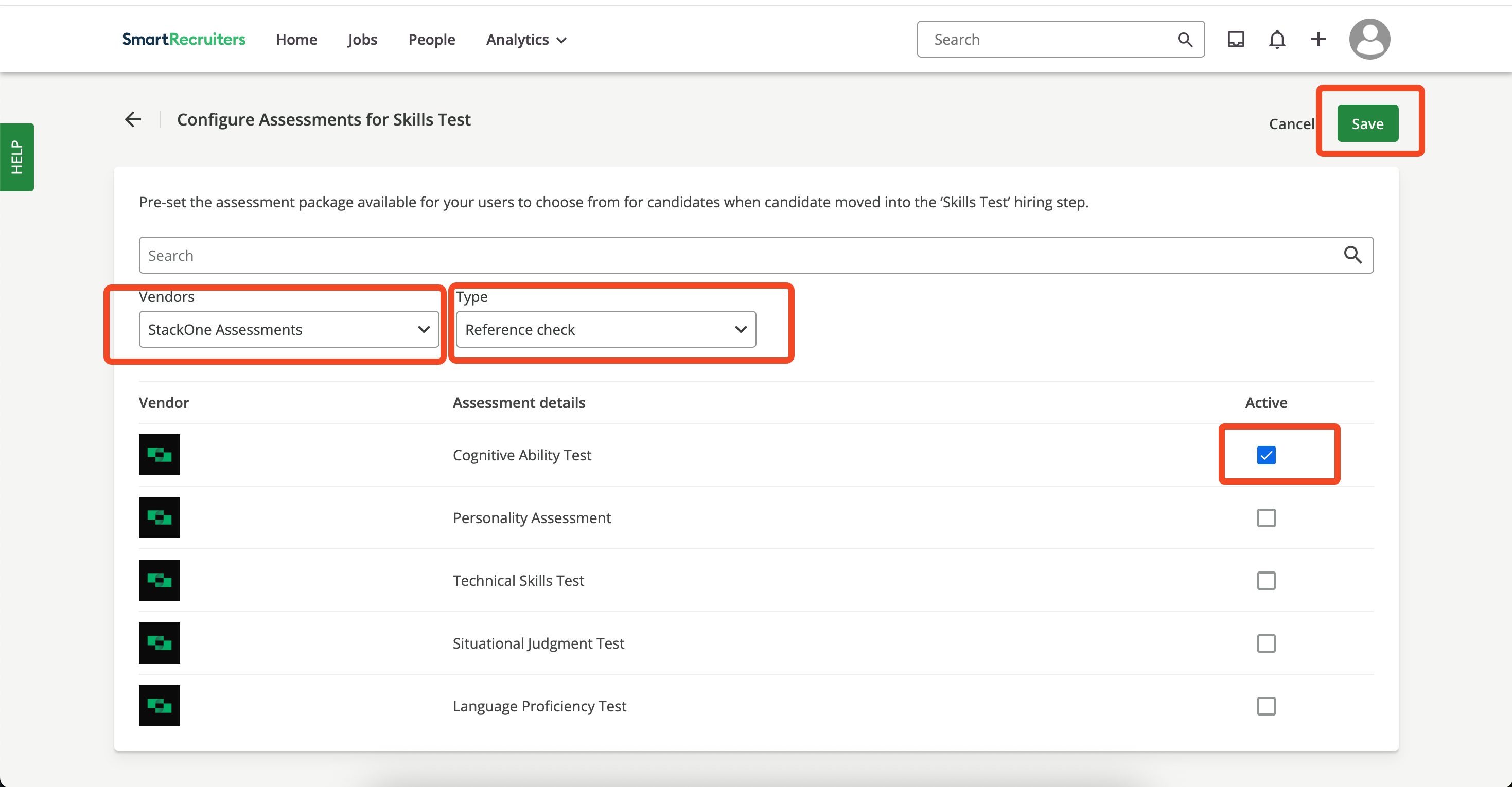 Select Assessment Package Configuration