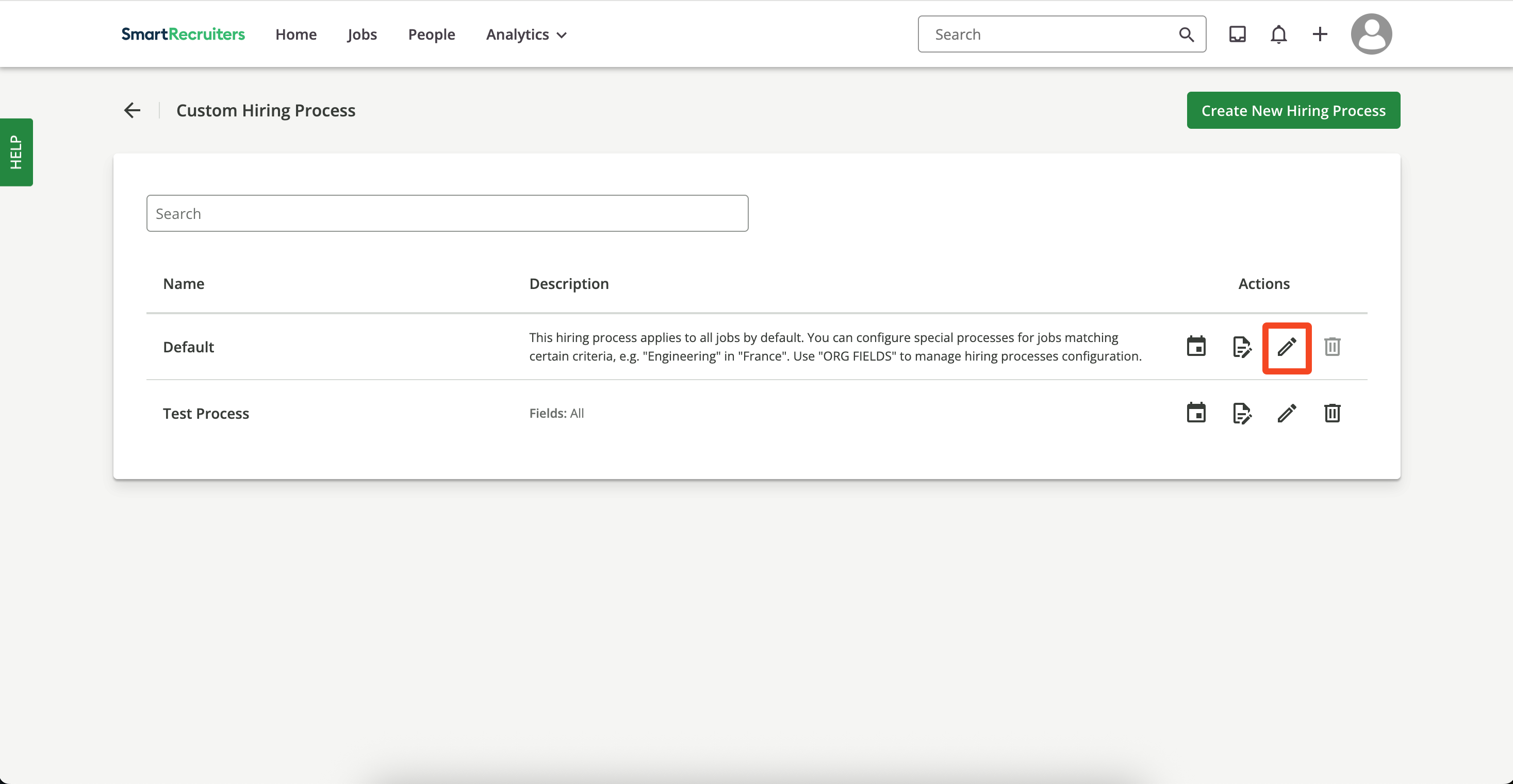 Select Hiring Process Type