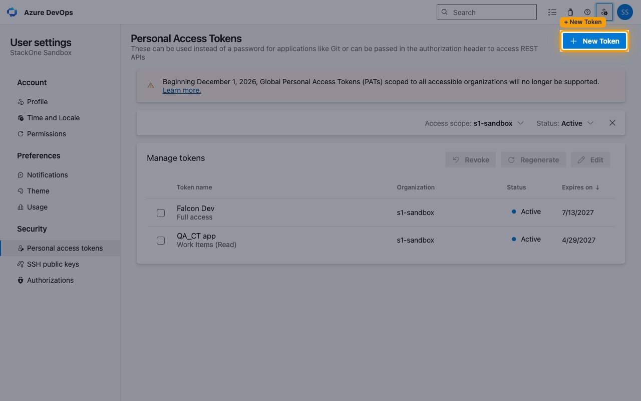 Personal Access Tokens page with the New Token button highlighted