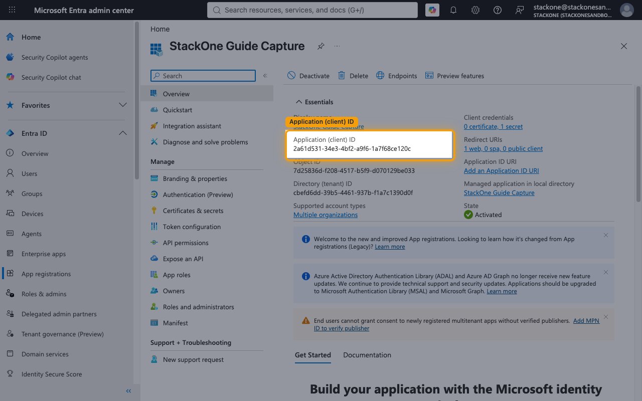 App Overview Essentials panel with the Application (client) ID highlighted