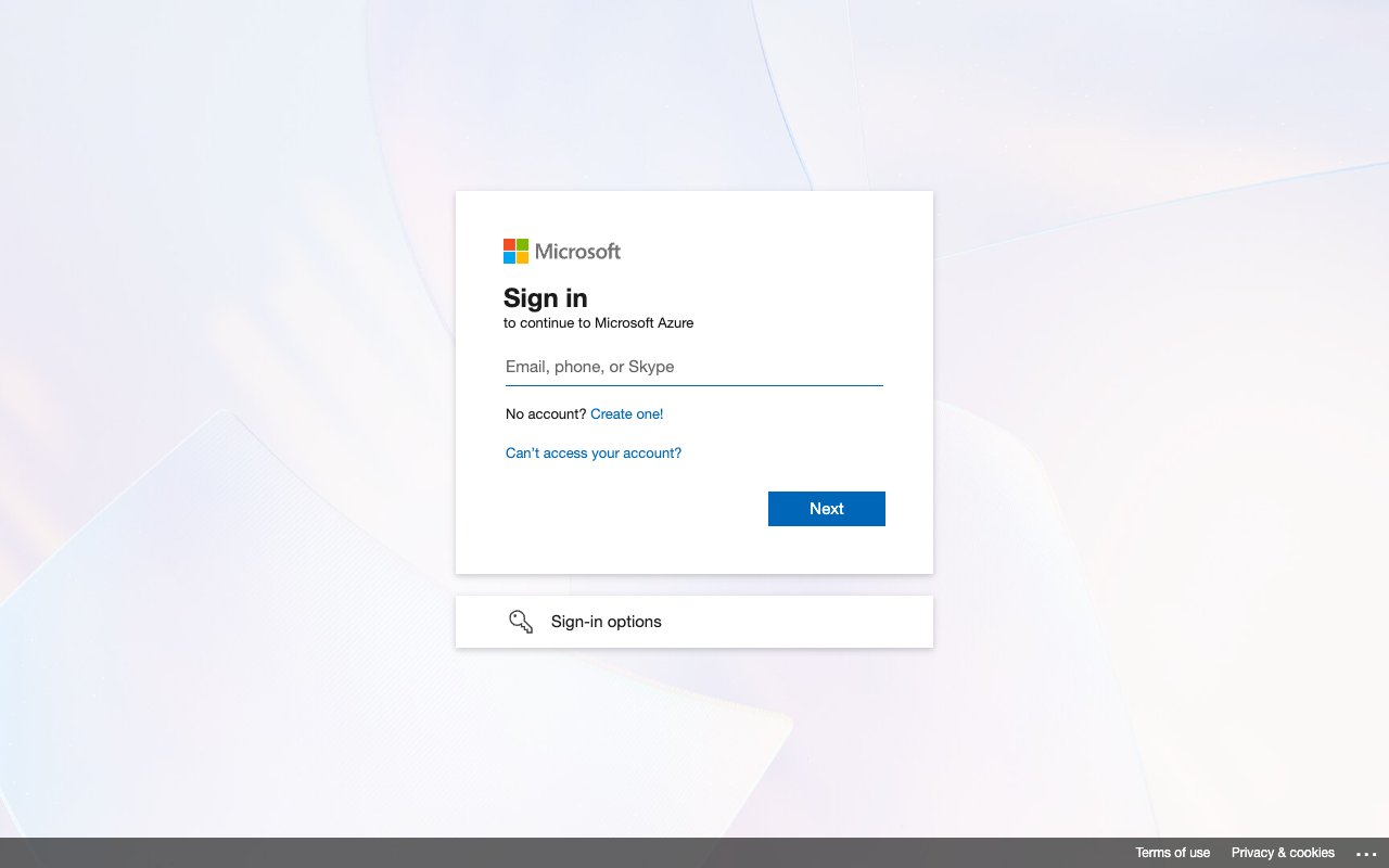 Microsoft sign in page with the Email, phone, or Skype field and Next button