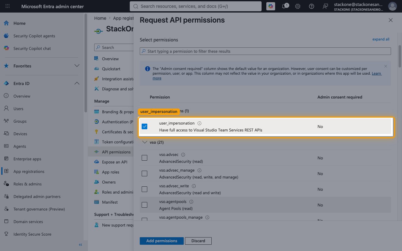 Delegated permissions list with user_impersonation checked and highlighted