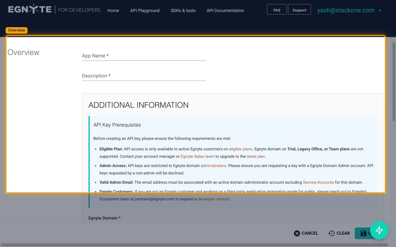 Egnyte New App form showing App Name, Description and Additional Information fields