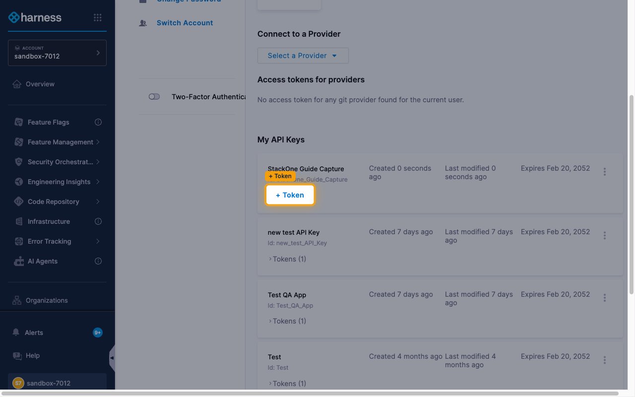 Newly created API key with the + Token button highlighted