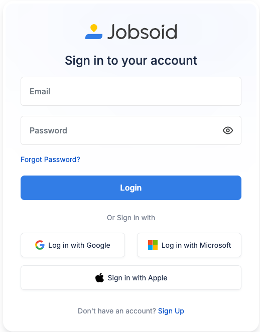 Jobsoid login page