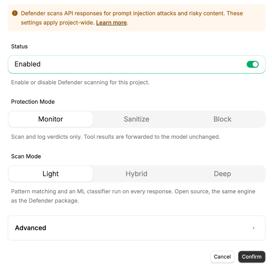 Defender Settings