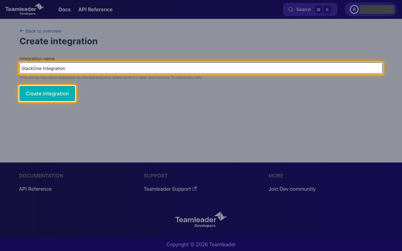 The Create integration form with the Integration name field and the Create integration button highlighted