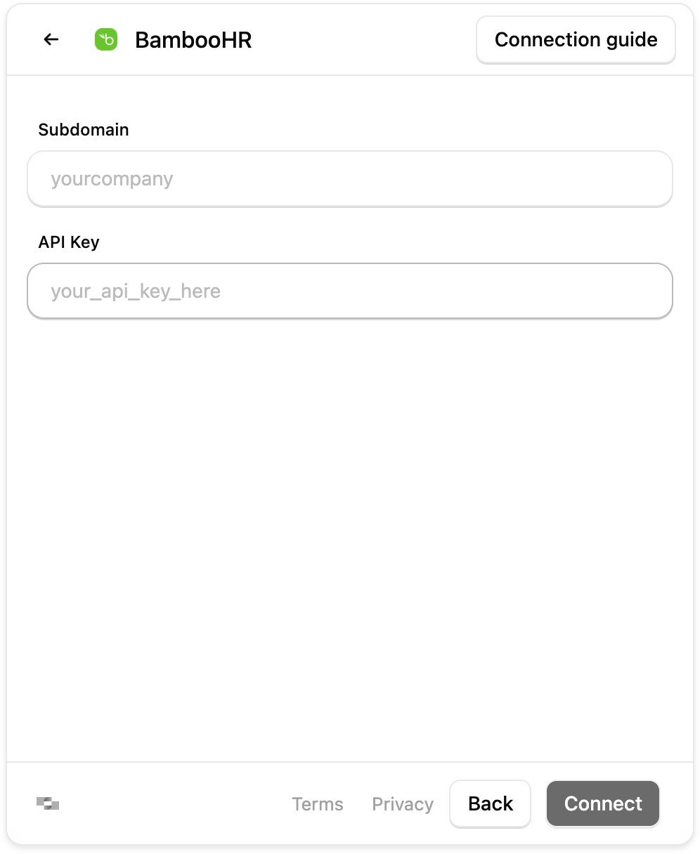 StackOne Hub - Credential Entry