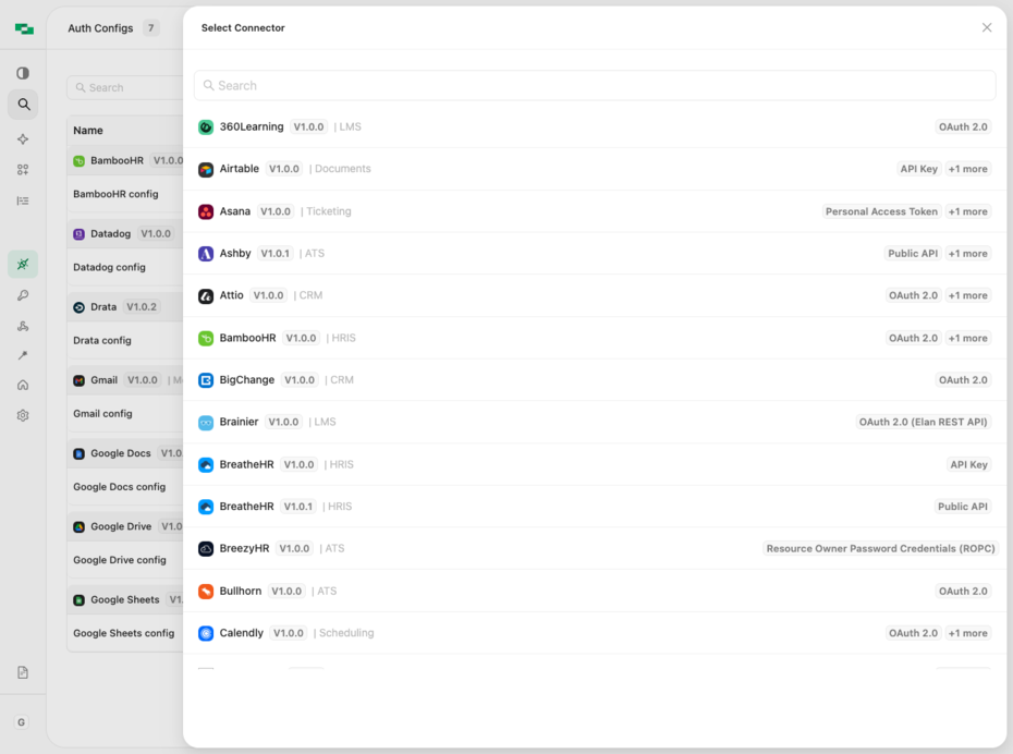 Auth configurations listing