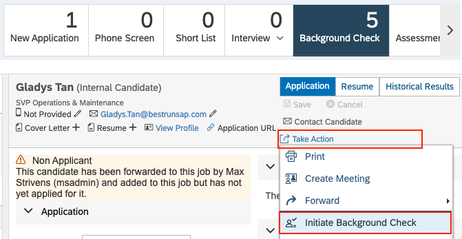 Initiate Background Check