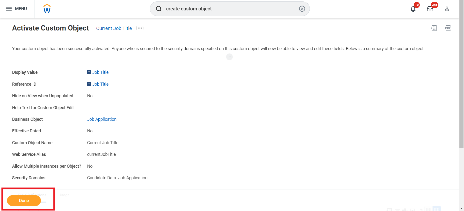Activate Custom Object