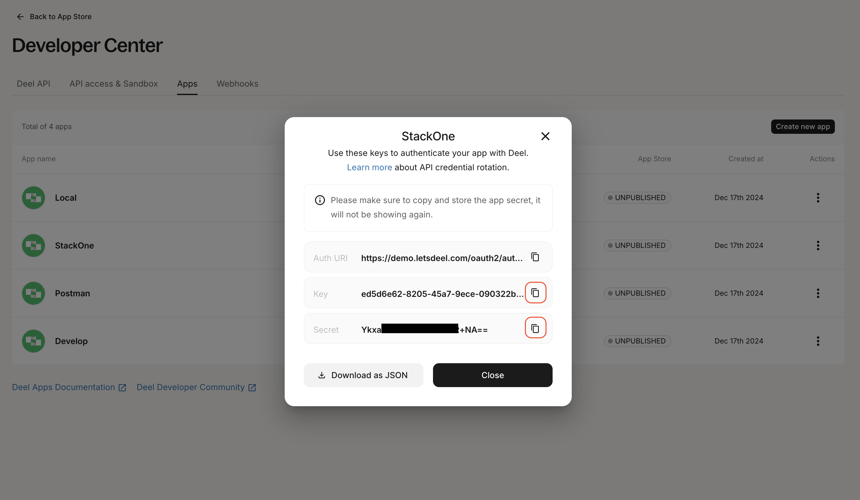 Copy your Client ID and Client Secret