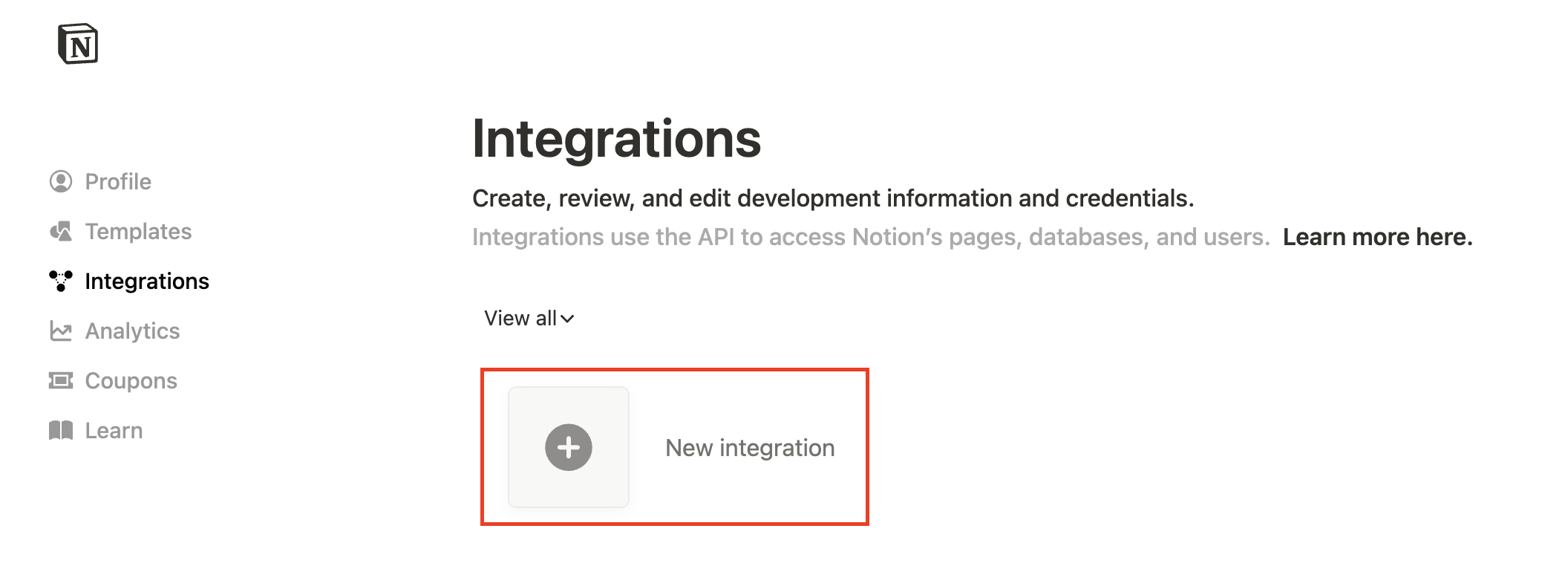 Navigate to API Keys