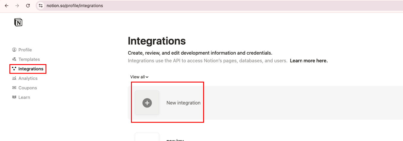 Create a new API Key