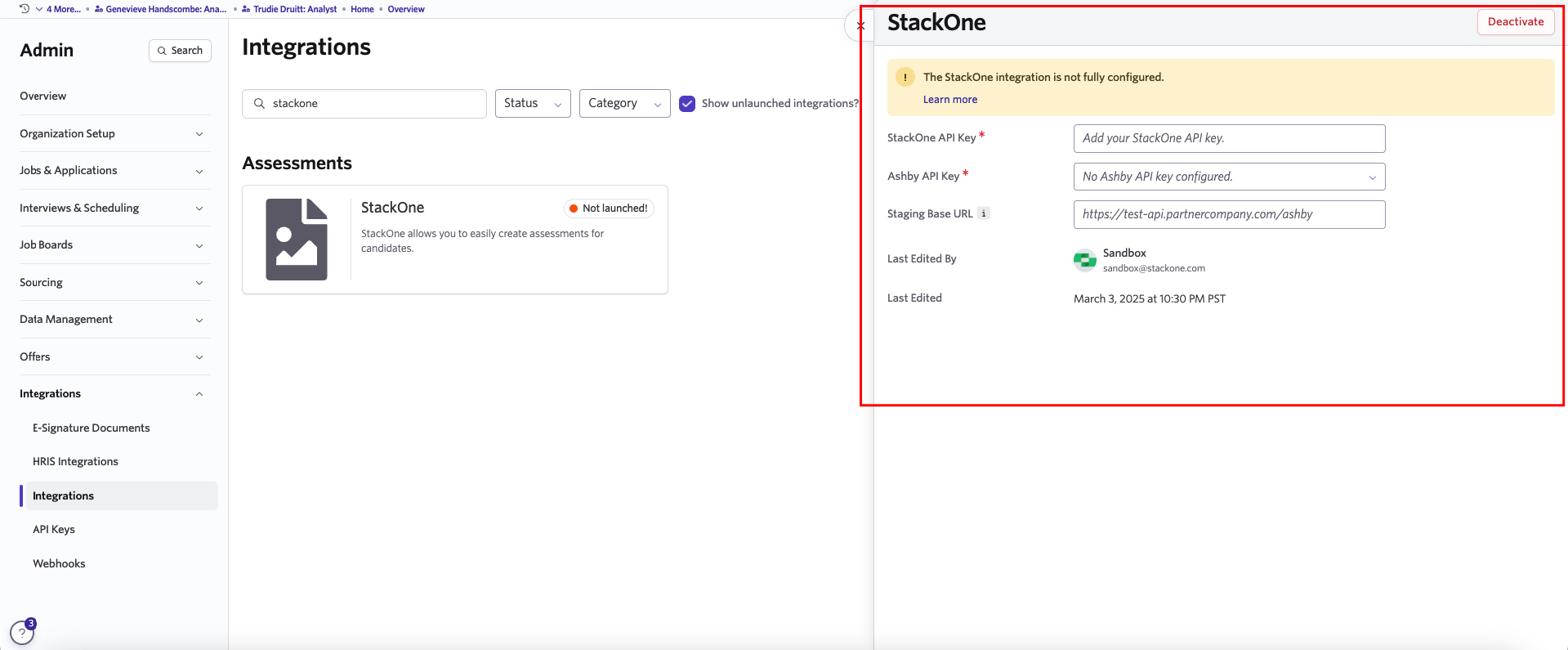 Edit/View Assessment/Background check Status ID