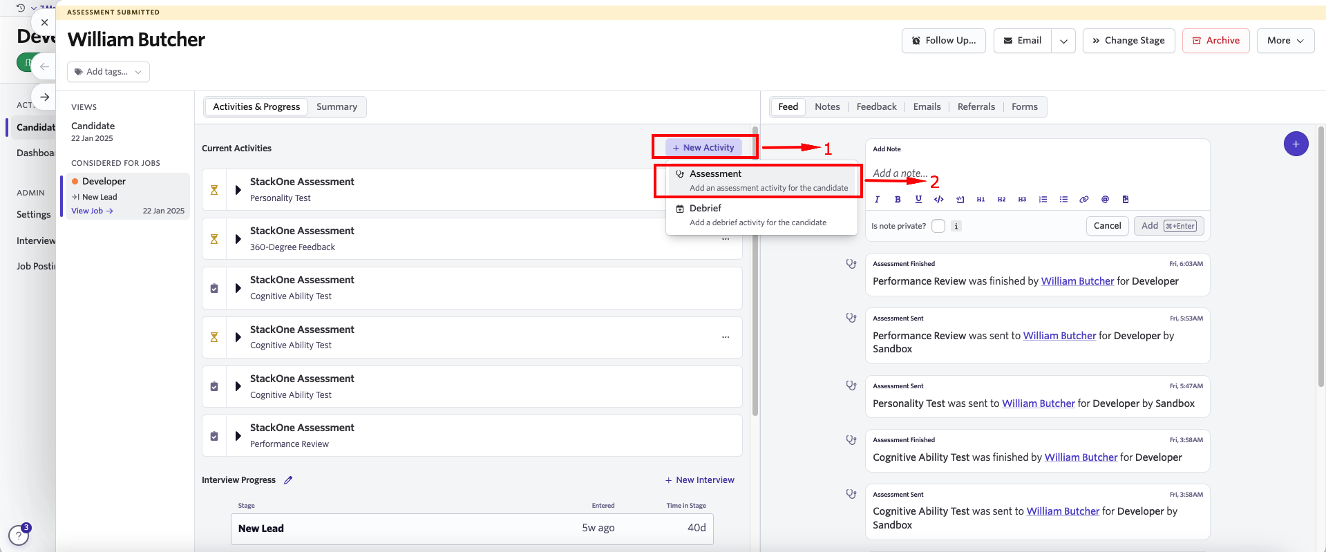 Edit/View Assessment/Background check Status ID