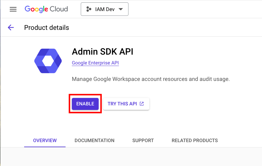 Enable the Admin SDK API