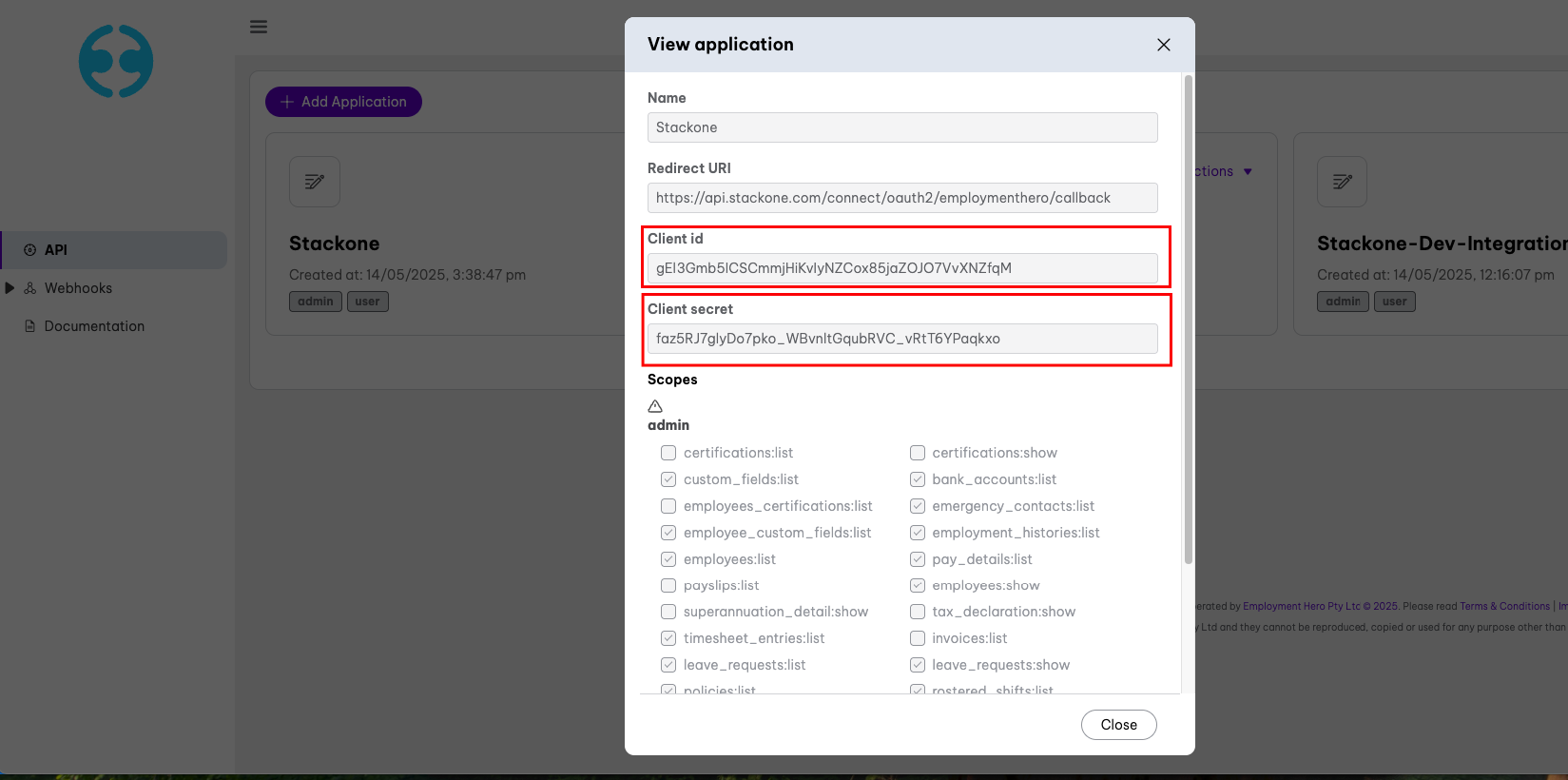 Copy your Client ID and Client Secret